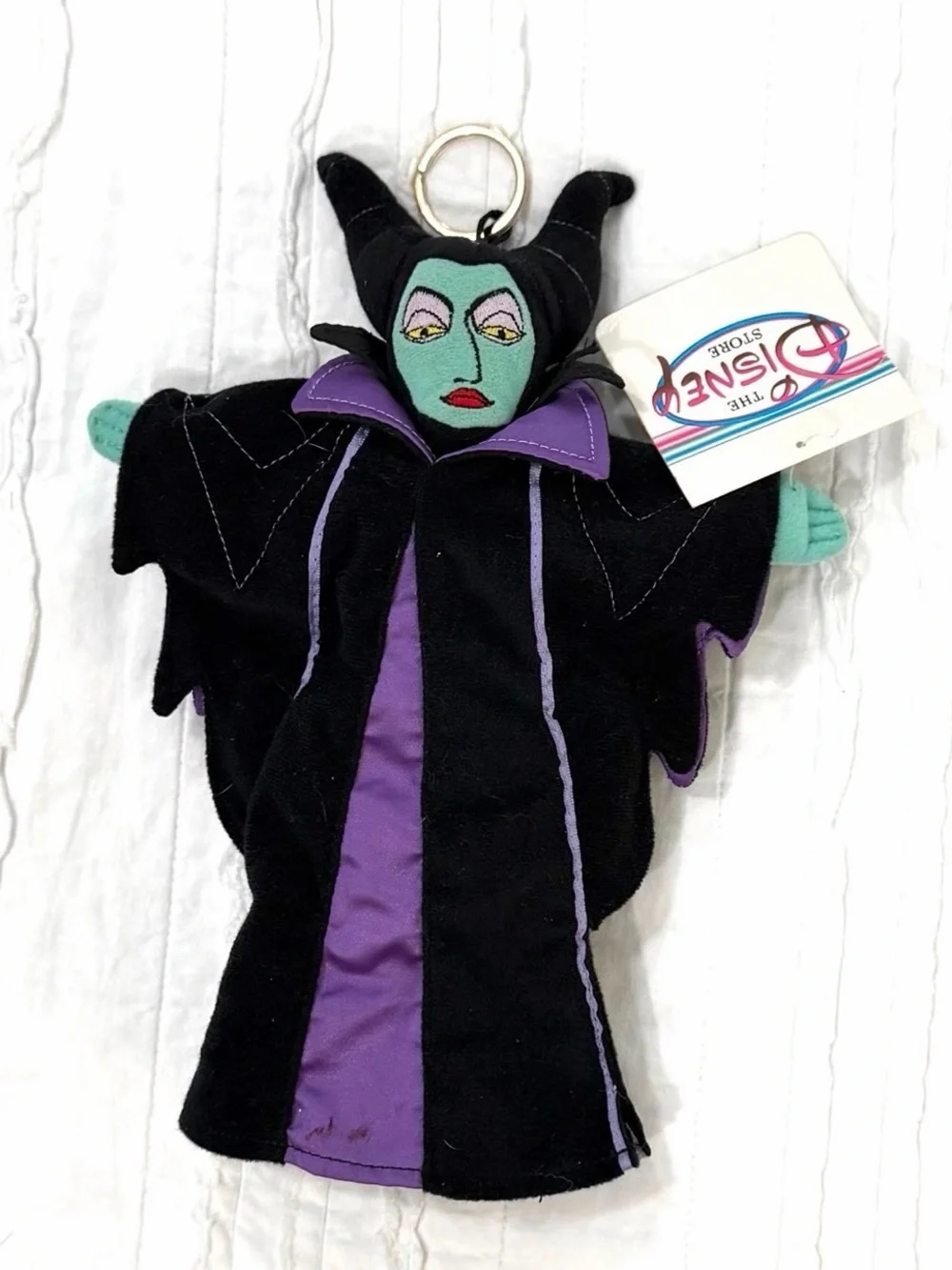 Disney Maleficent Plush Puppet Keychain Black, Purple & Green
